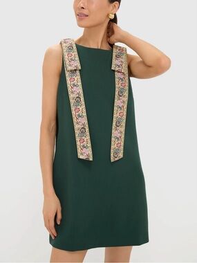 Tuckernuck Rosie Bow Dress Green Garden Jacquard NWT S